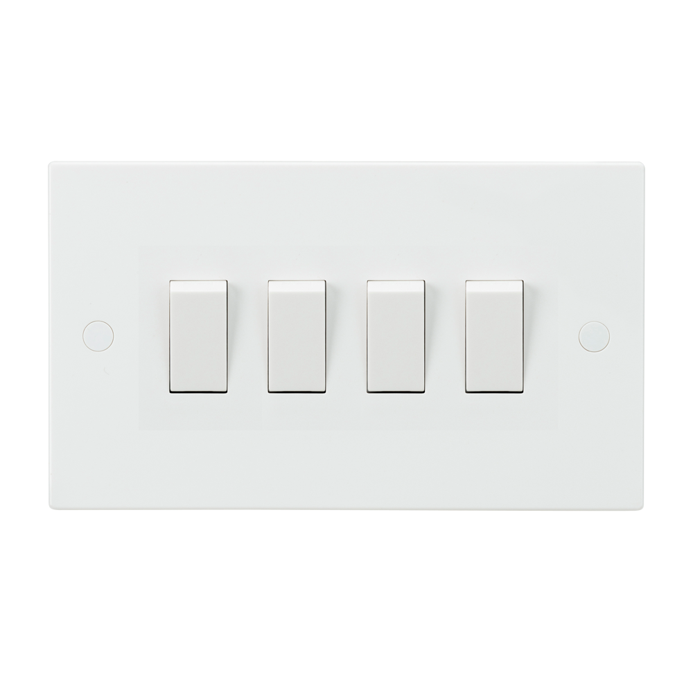10A White 4G 2 Way 230V Electric Wall Plate Switch