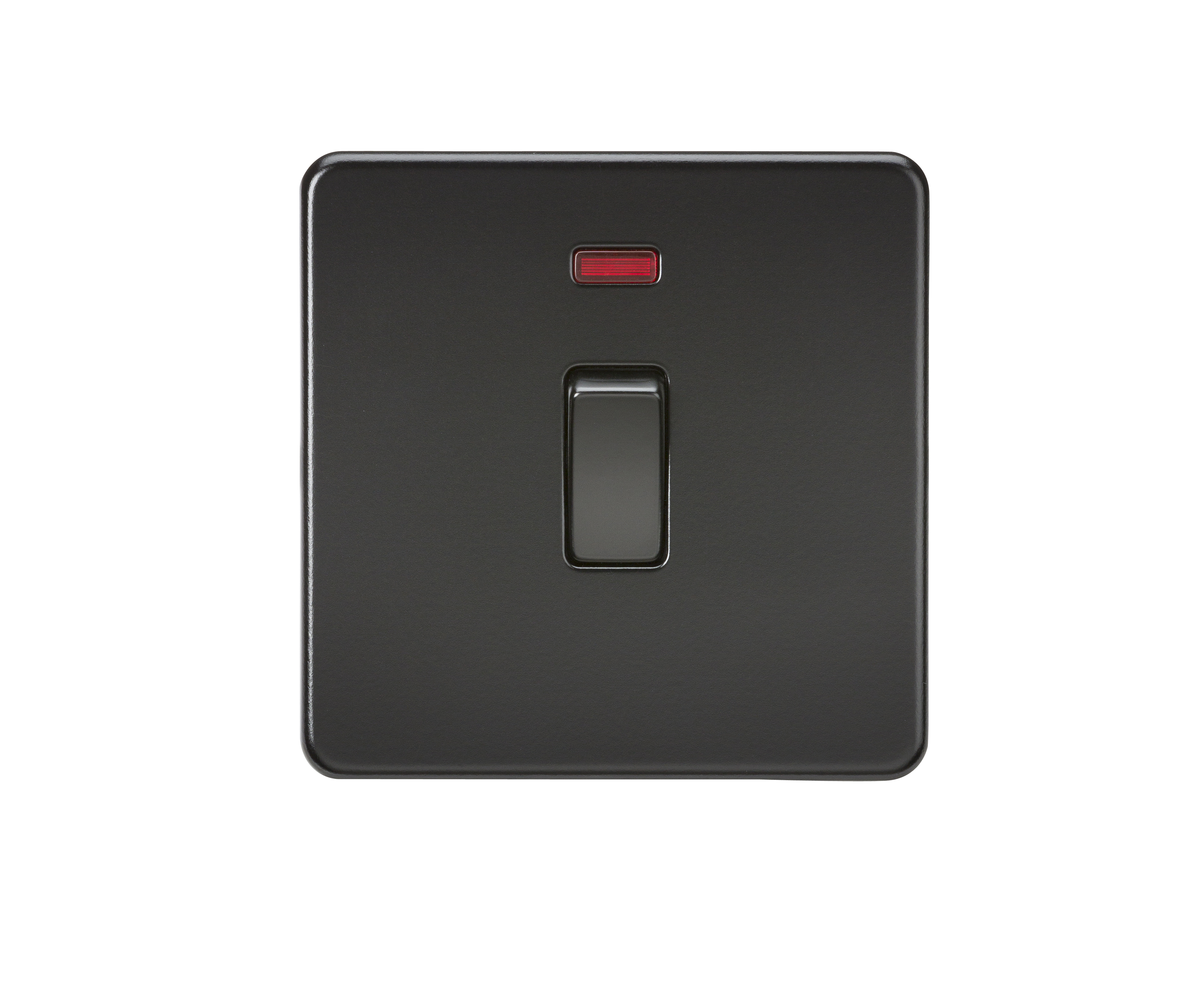 Screwless 20A 1G DP Switch with Neon - Matt Black