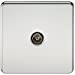 Coaxial TV Outlet 1G Screwless Polished Chrome Un-Isolated Wall Plate
