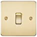2G Unswitched Flat Plate Floor Socket - Polished Brass, White Insert