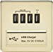 1G Screwless Polished Brass Quad USB 5V Charger Outlet - Black Insert