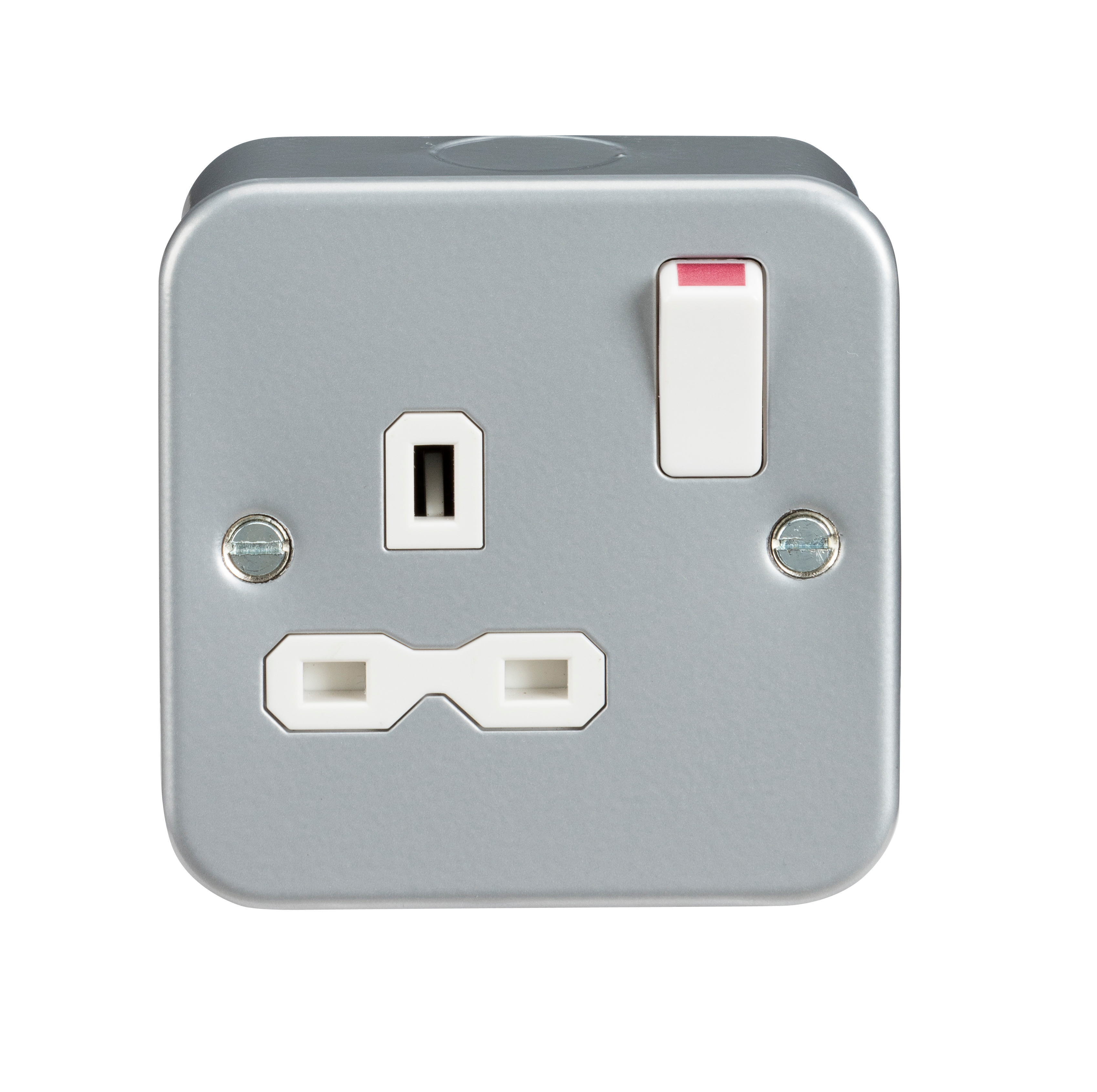 1G DP 13A Metal Clad 230V UK 3 Pin Switched Electric Wall Socket