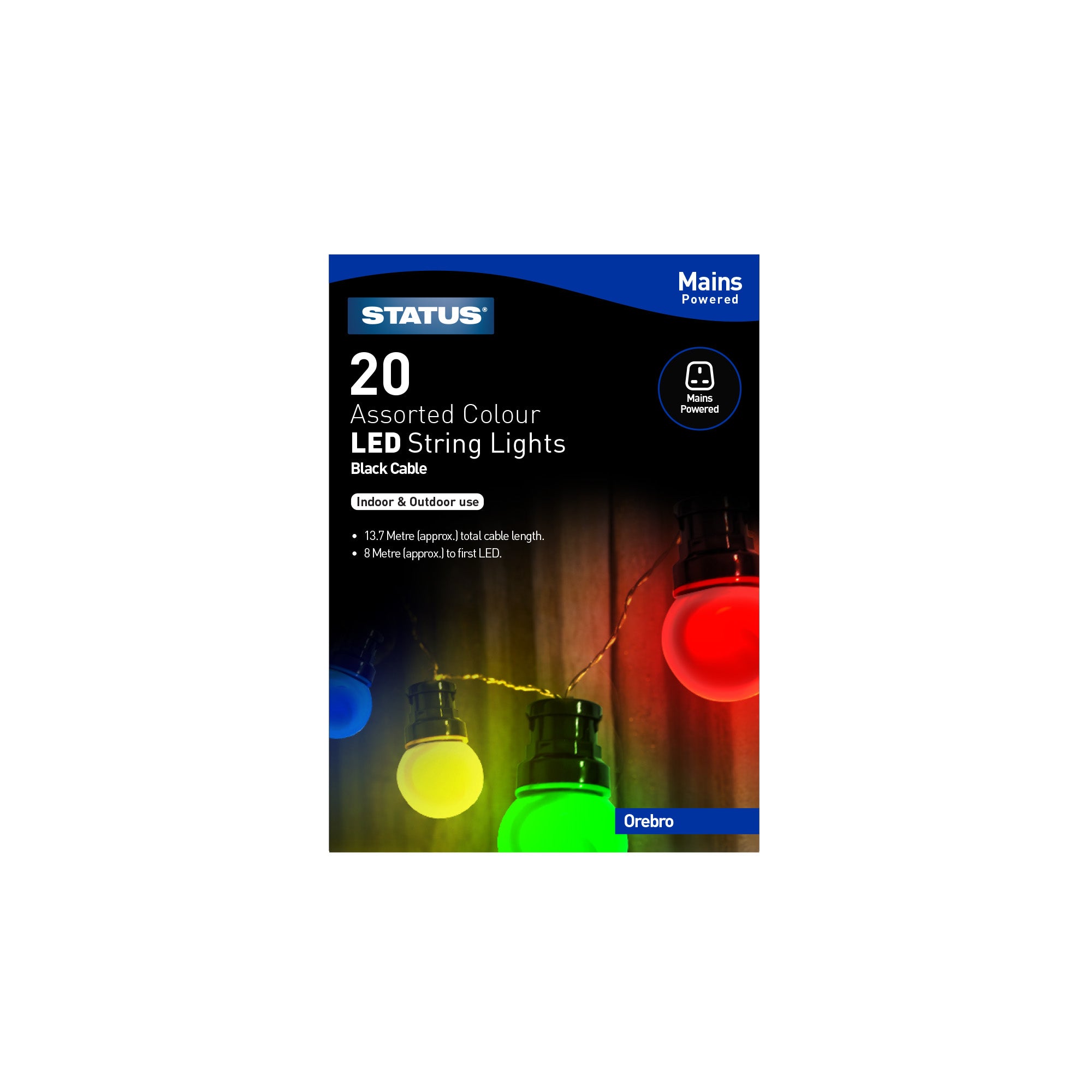 20 LED Indoor/Outdoor Mains Party Lights - Multi Coloured