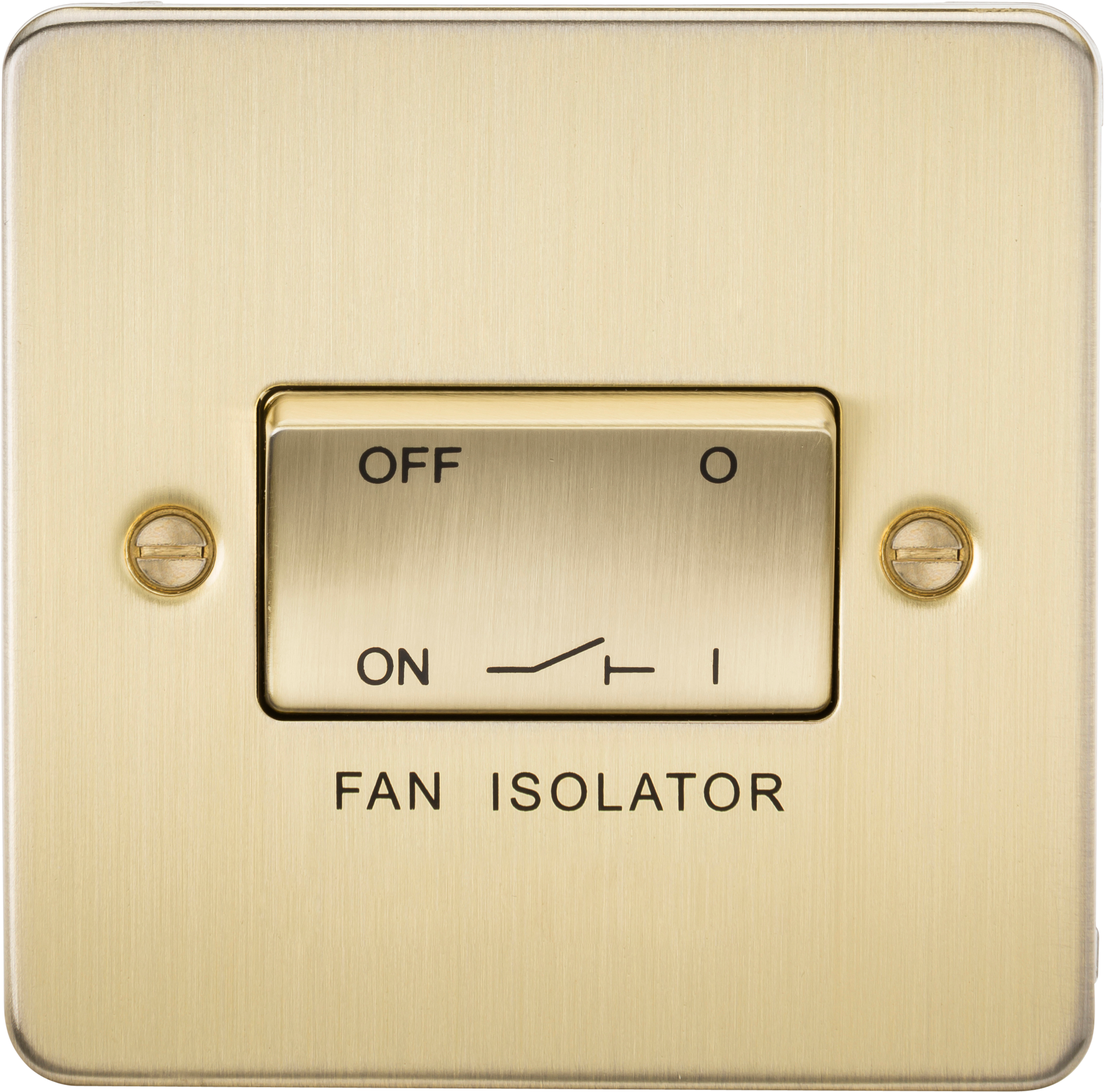 Flat Plate 10AX 3 Pole Fan Isolator Switch - Brushed Brass