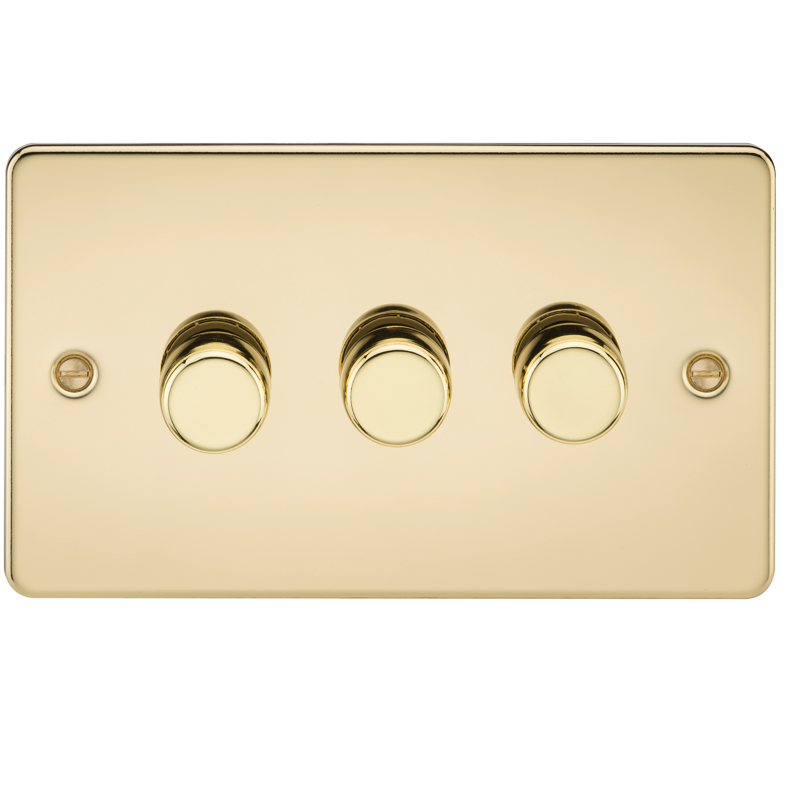 Flat Plate 3G 2 way 10-200W (5-150W LED) trailing edge dimmer - Polished Brass
