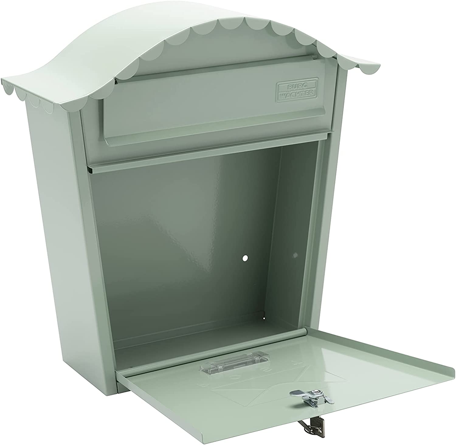 Classic Galvanised Steel Wall Mounted Postbox, Chartwell Green