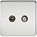 Coaxial TV and SAT TV Outlet 1G Screwless Polished Chrome Isolated Wall Plate