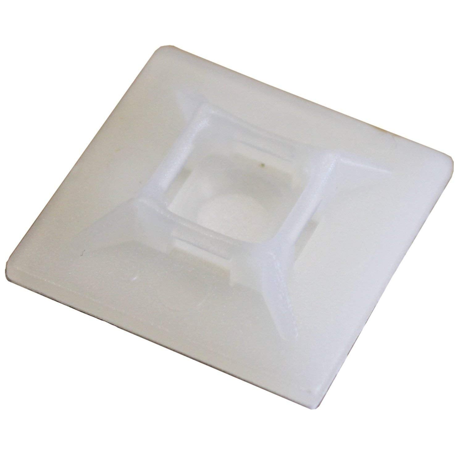 25mm Self Adhesive Cable Tie Mounts (100 Pack) - Neutral