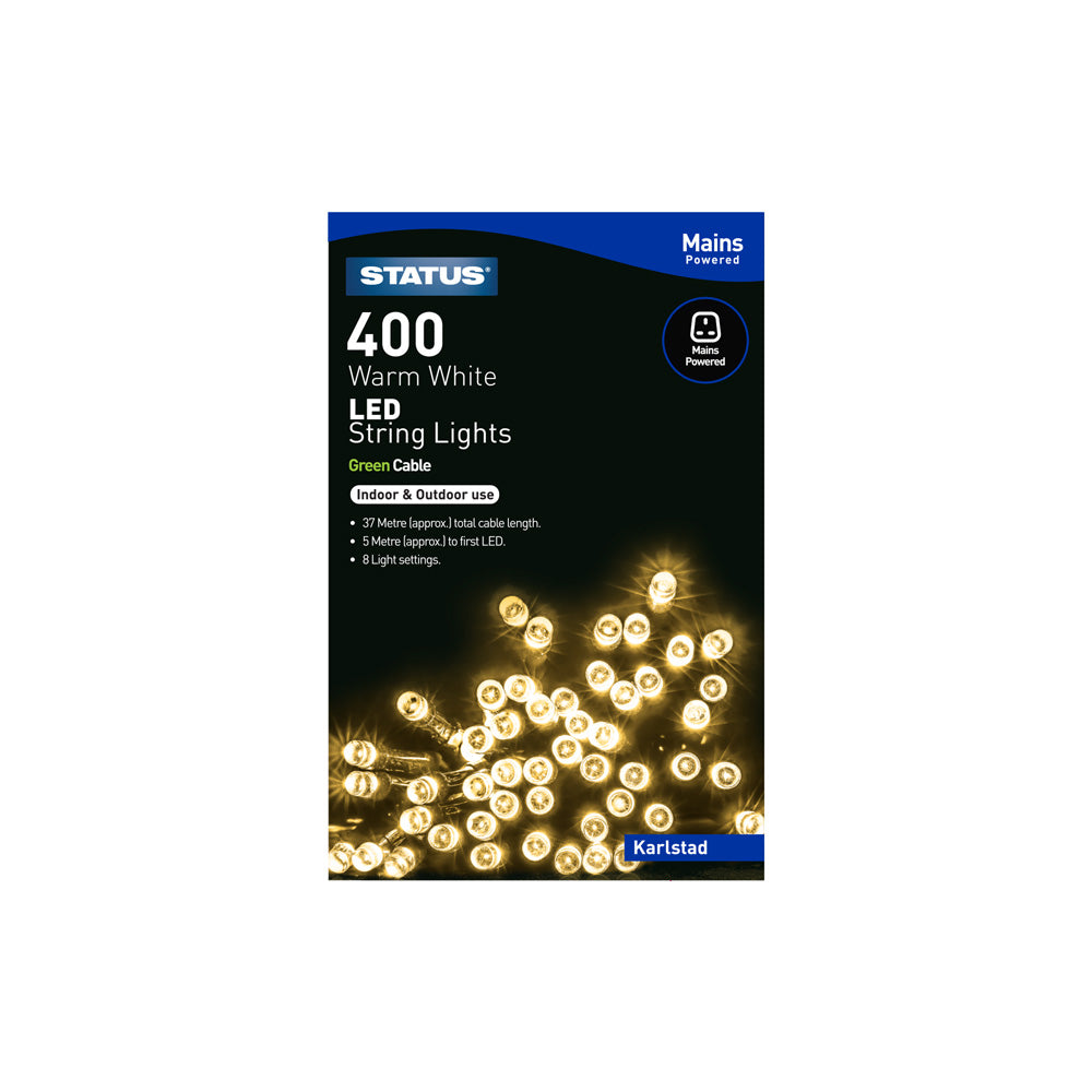 400 LED Indoor/Outdoor Mains String Lights - Warm White