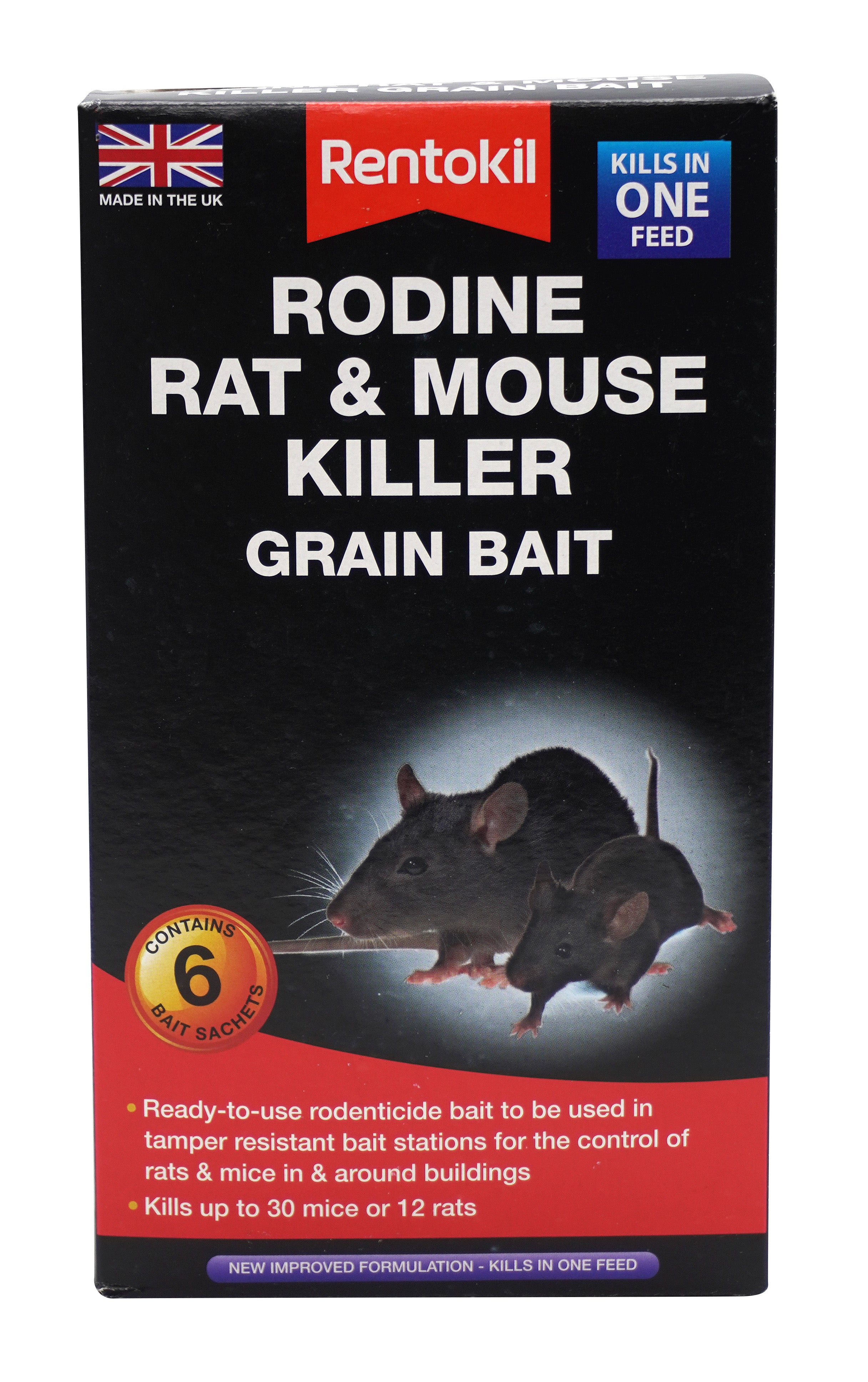 Rodine Rat & Mouse Killer Grain Bait - 6 Sachet