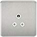 1G 5A Screwless Brushed Chrome Round Pin 230V Unswitched Electrical Wall Socket - White Insert