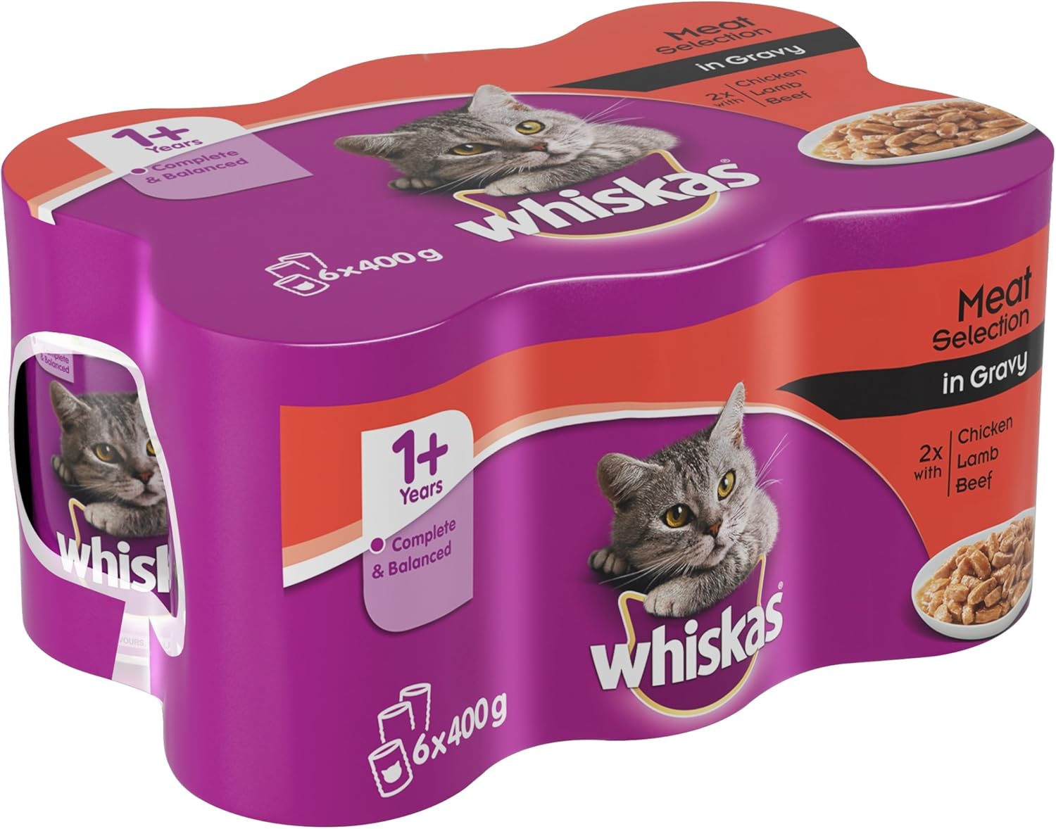 Whiskas Adult Cat Selection in Gravy 400g Tin qty 6 Pack