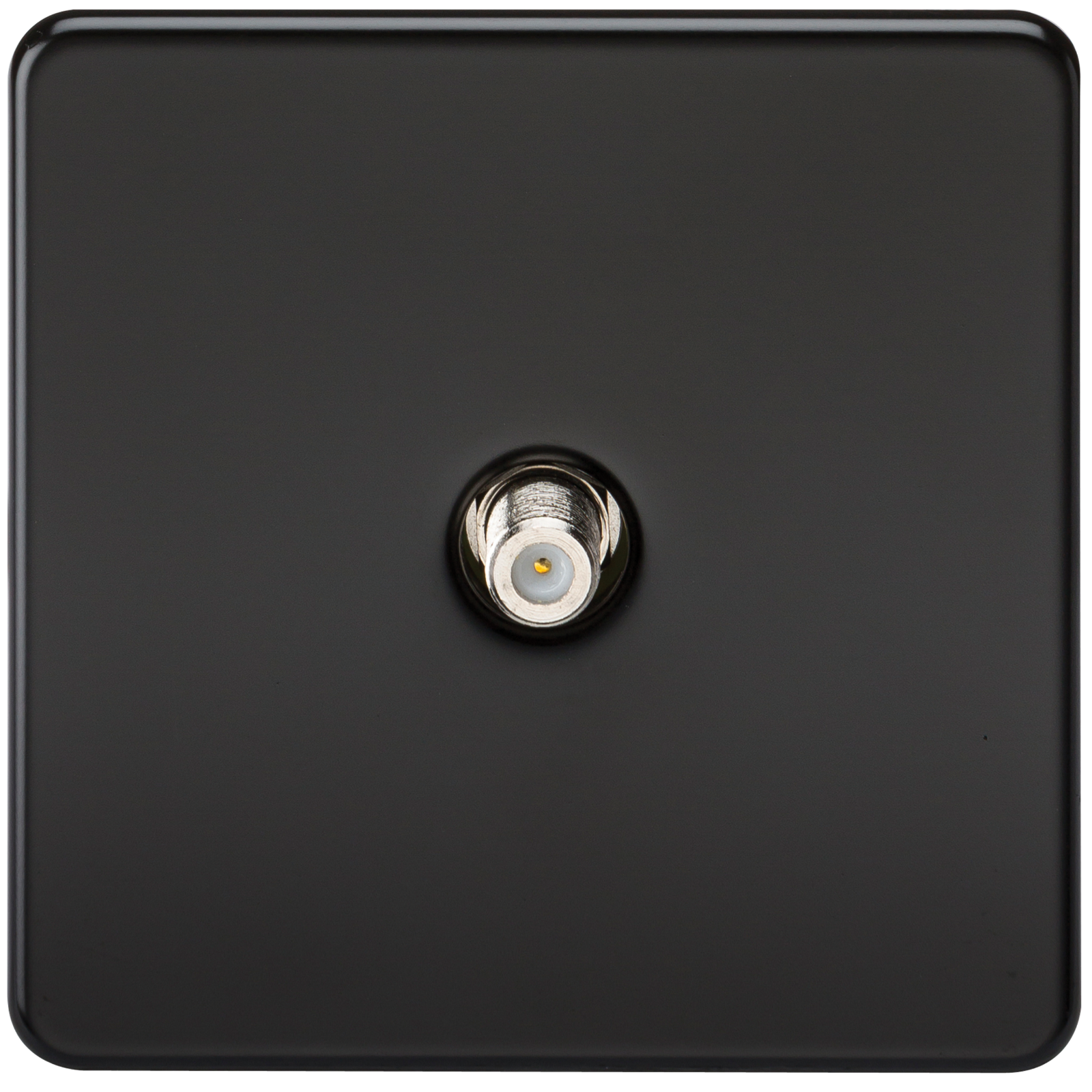 SAT TV Outlet 1G Screwless Matt Black Non-Isolated Wall Plate