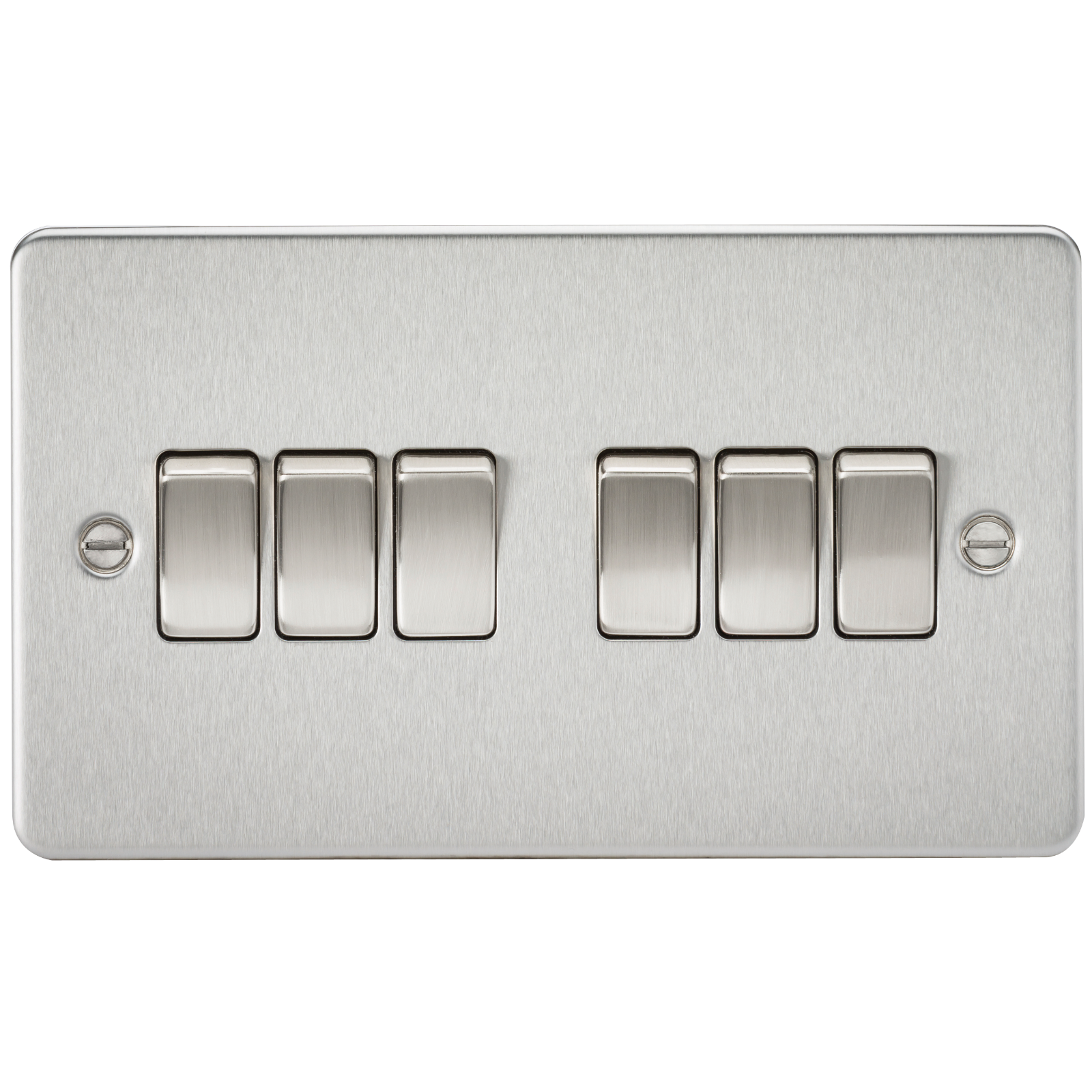 Flat Plate 10AX 6G 2-way switch - brushed chrome