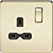 10A 2G 2 Way 230V Screwless Polished Brass Electric Wall Plate Switch