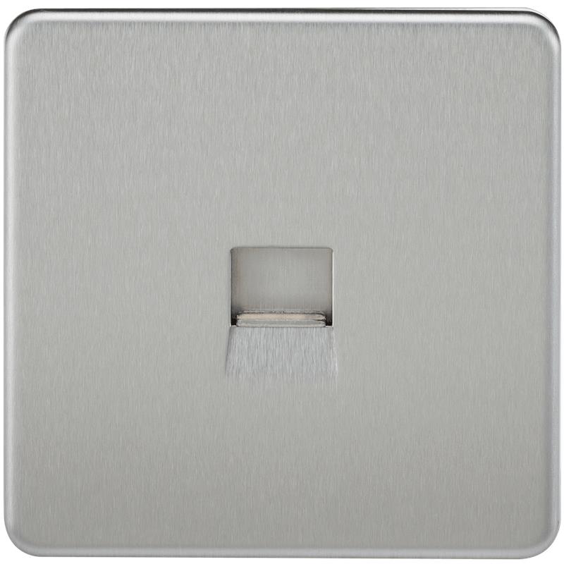 Screwless Brushed Chrome Telephone Extension Socket