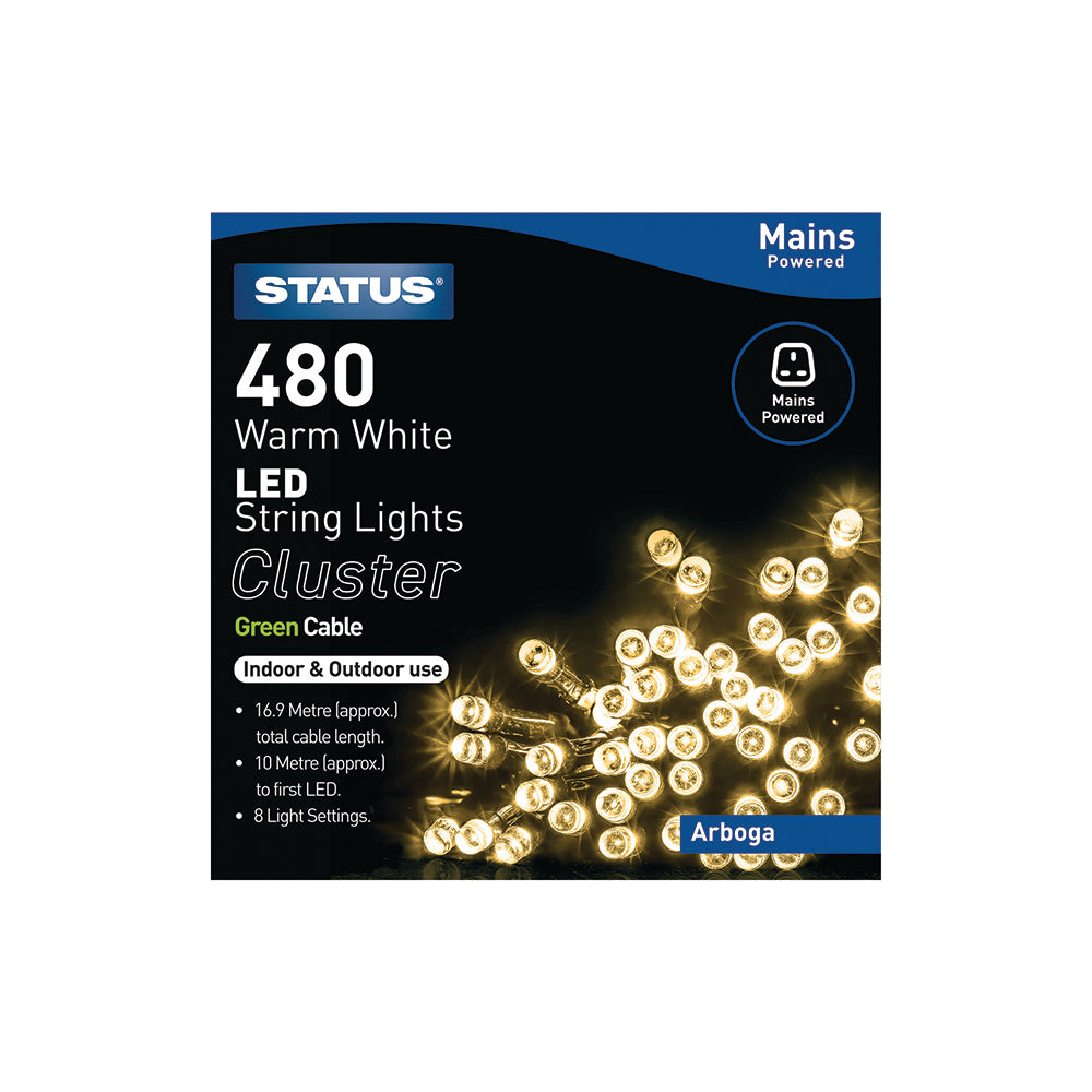 480 LED Indoor/Outdoor Mains Cluster Lights - Warm White