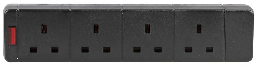 4G 13A 240V Trailing Socket - Black