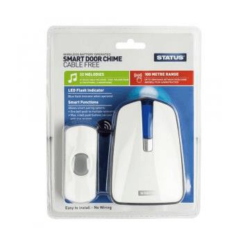 Wireless Plug in Door Chime with Strobe - White