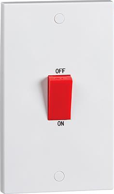 45A White 2G Double Pole 230V Electric Cooker Wall Plate Switch