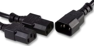 1.7M IEC C14 To Twin C13 Splitter Lead Cable