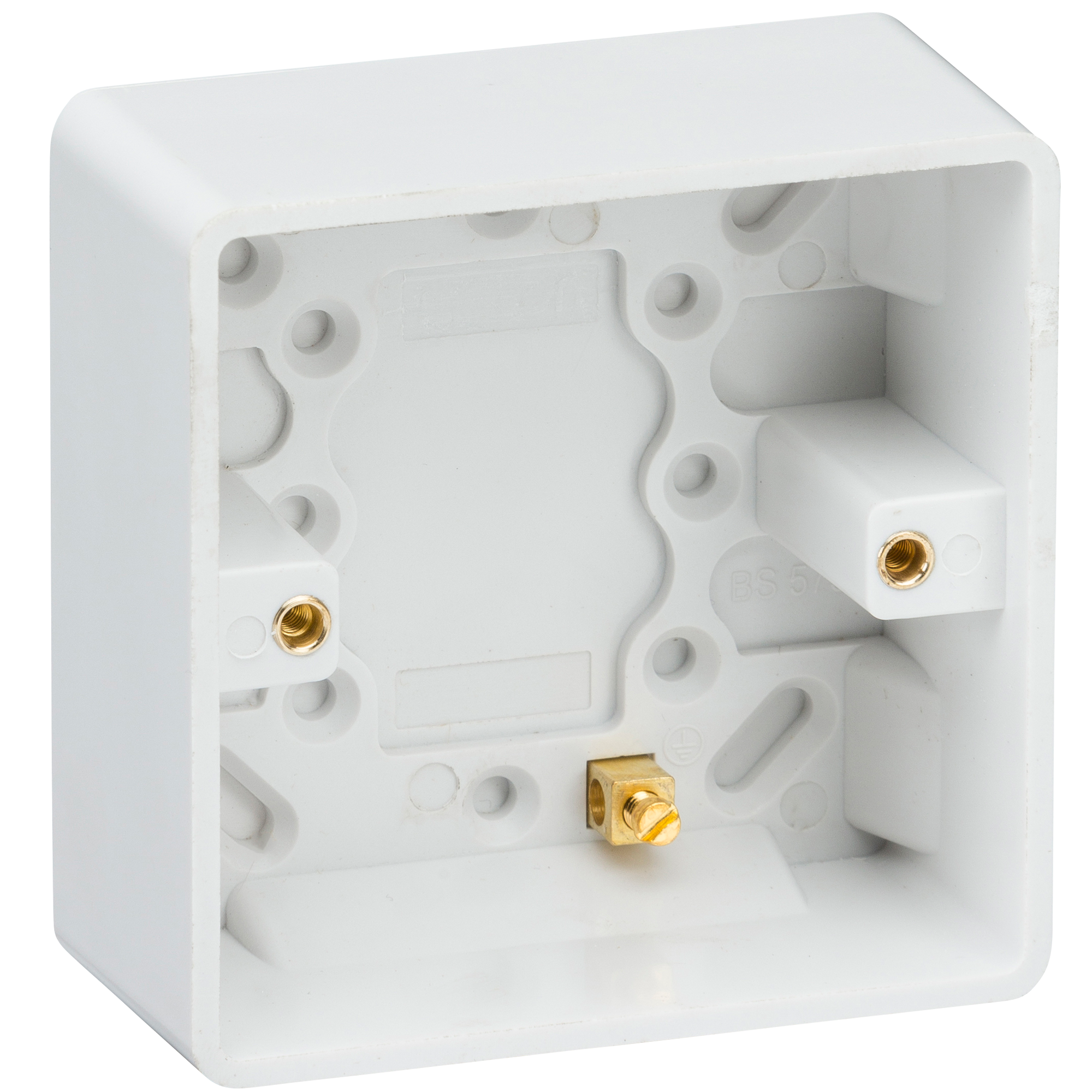 Curved Edge Single 35mm Pattress Box with Earth Terminal