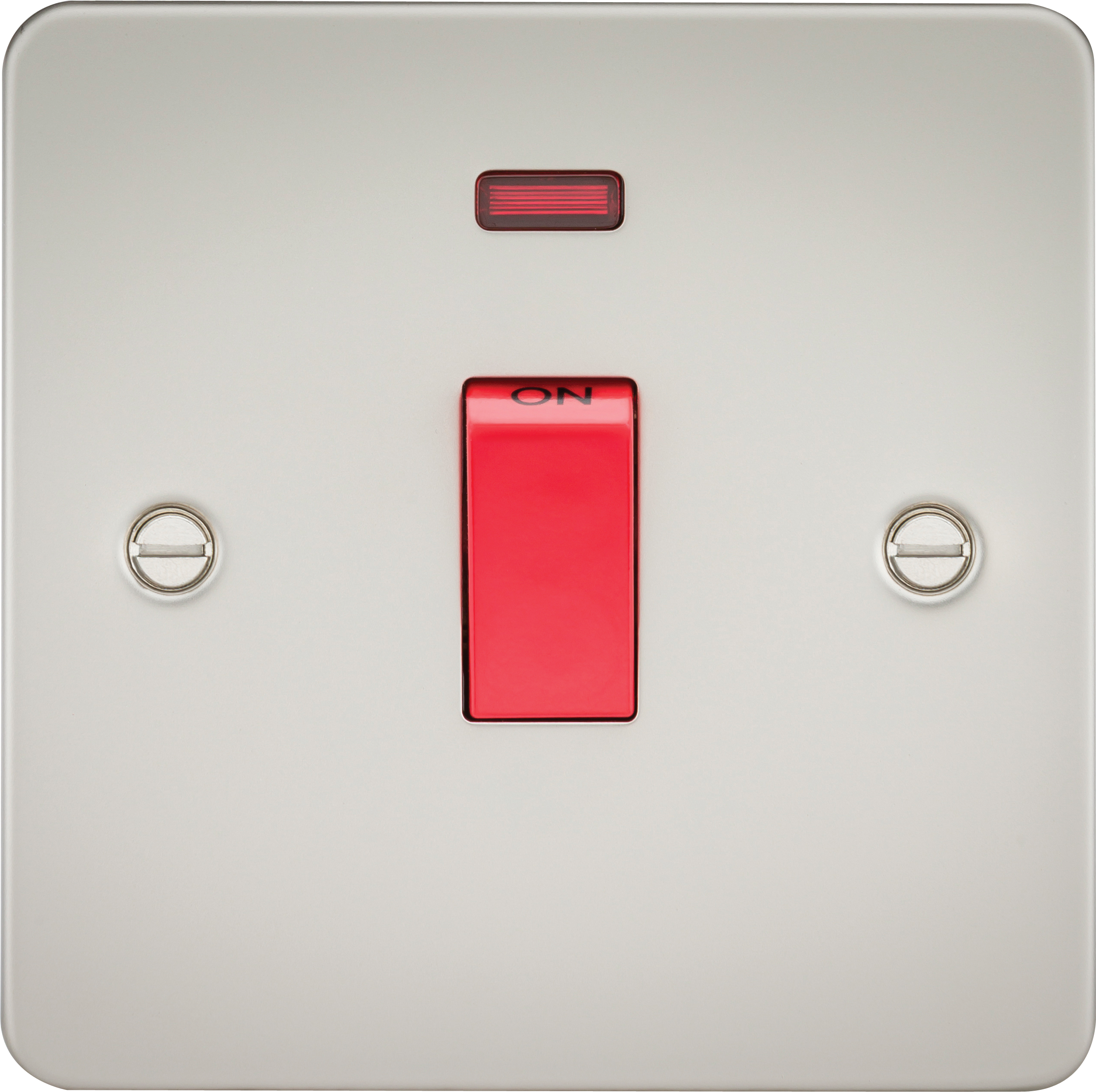 Flat Plate 45A 1G DP switch with neon - pearl