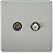 Coaxial TV and SAT TV Outlet 1G Screwless Brushed Chrome Isolated Wall Plate