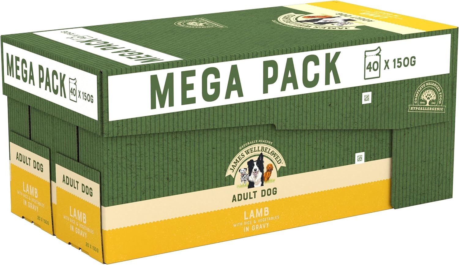 James wellbeloved Mega Pack Adult Dog Lamb with Rice in Gravy (40x150g)