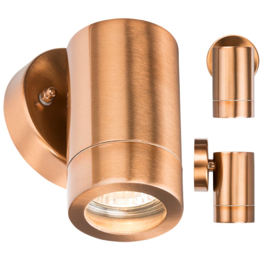 IP65 GU10 35W Fixed Wall Light - Brushed Copper