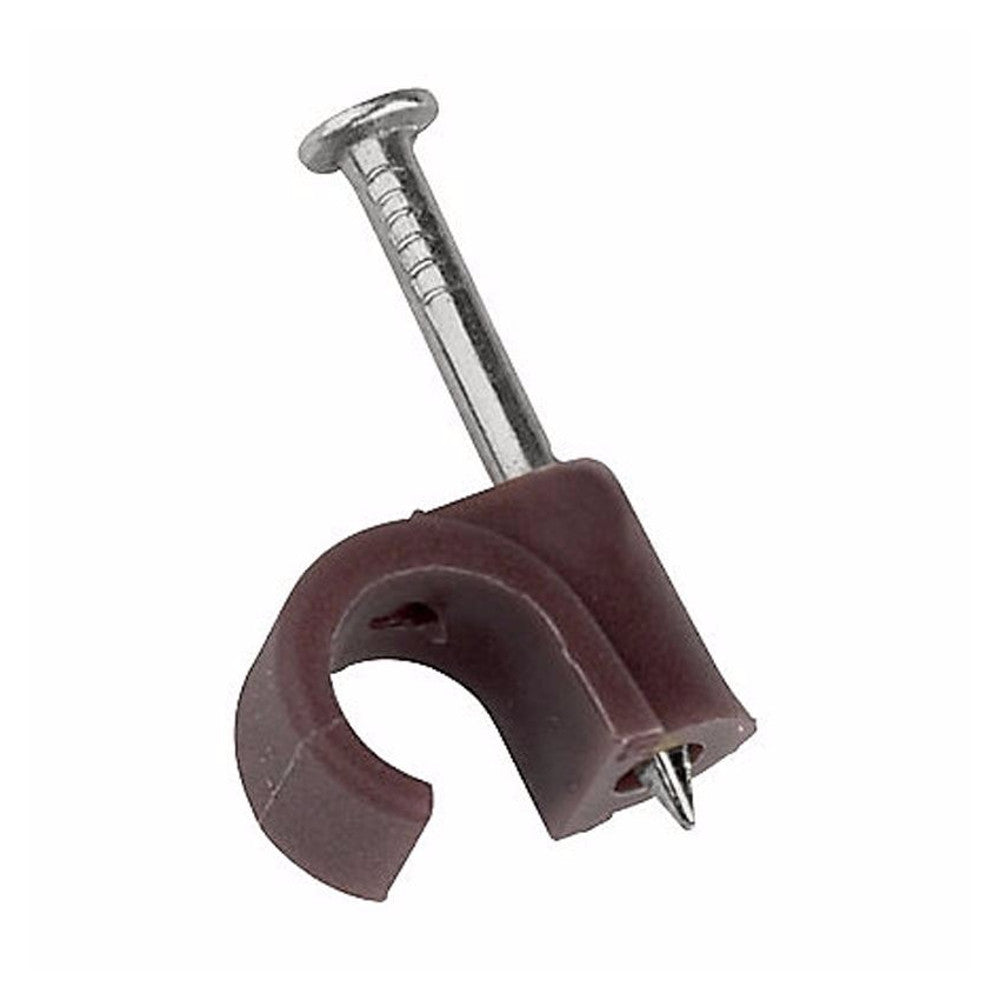 7mm Brown Round Cable Clips (100 Pack)