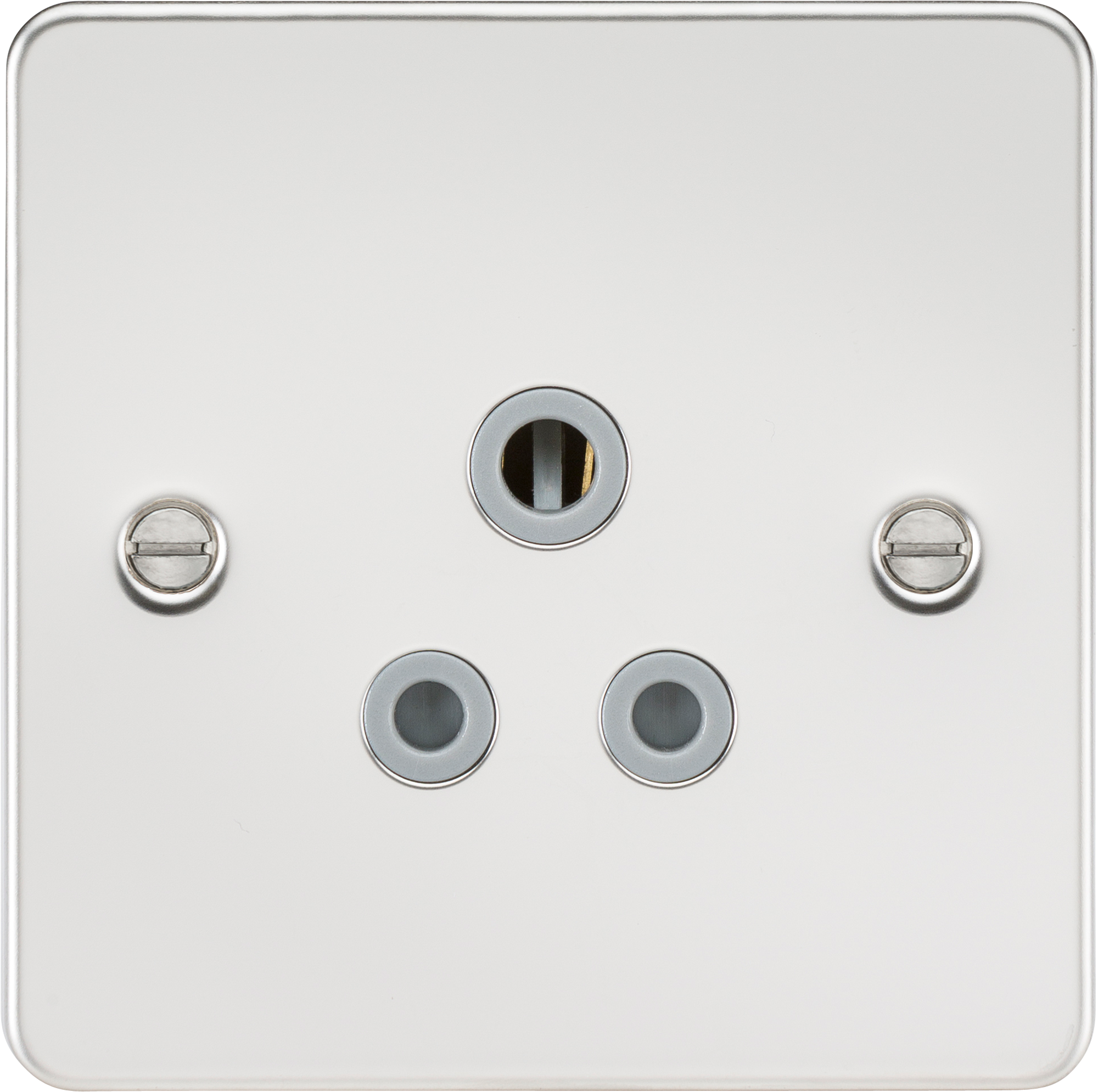 Flat plate 5A unswitched socket - polished chrome with grey insert