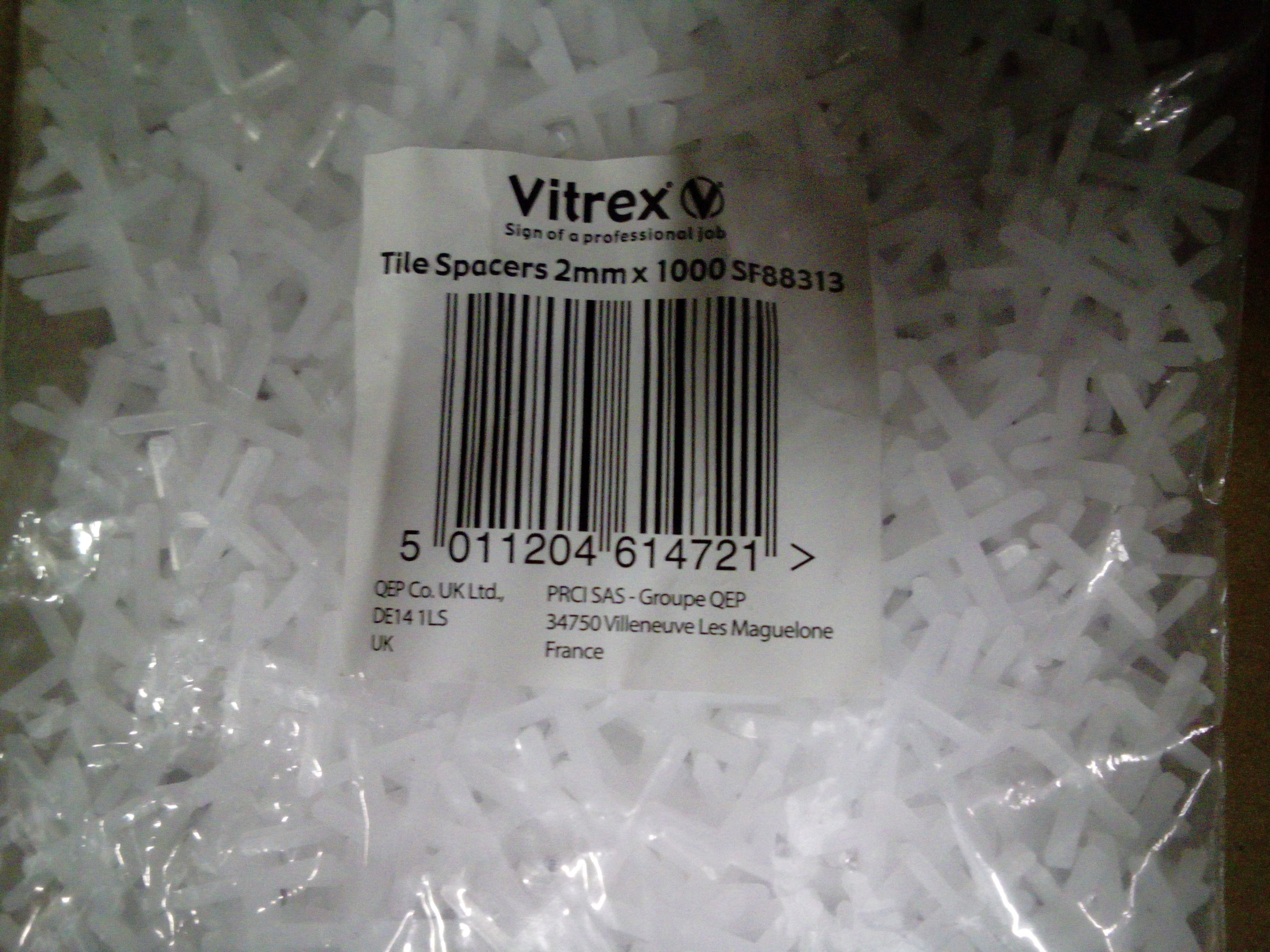 Hadley Tile Spacers, 2mm, 1000-Pack, for Professional Tiling Projects