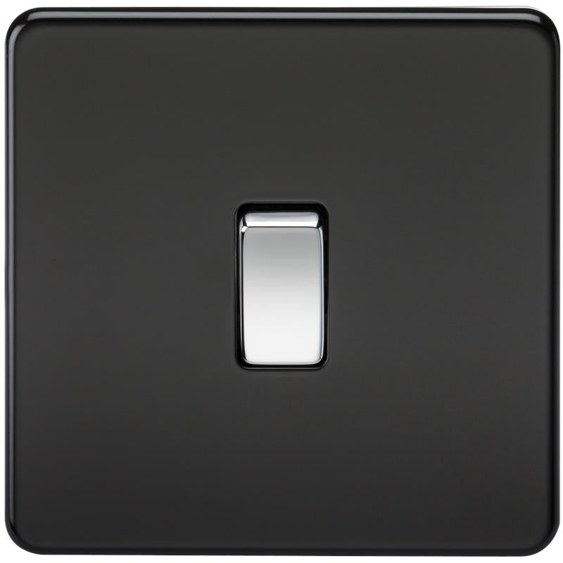 20A 1G DP 230V Screwless Matt Black Electric Wall Plate Switch