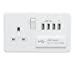 Screwless 13A switched socket with quad USB charger (5.1A) - matt white