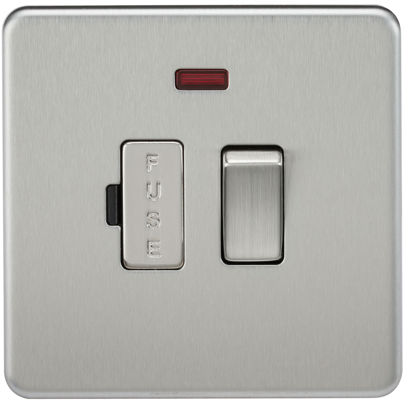 13A Screwless Brushed Chrome Switched Fused Spur Connector Unit with Neon