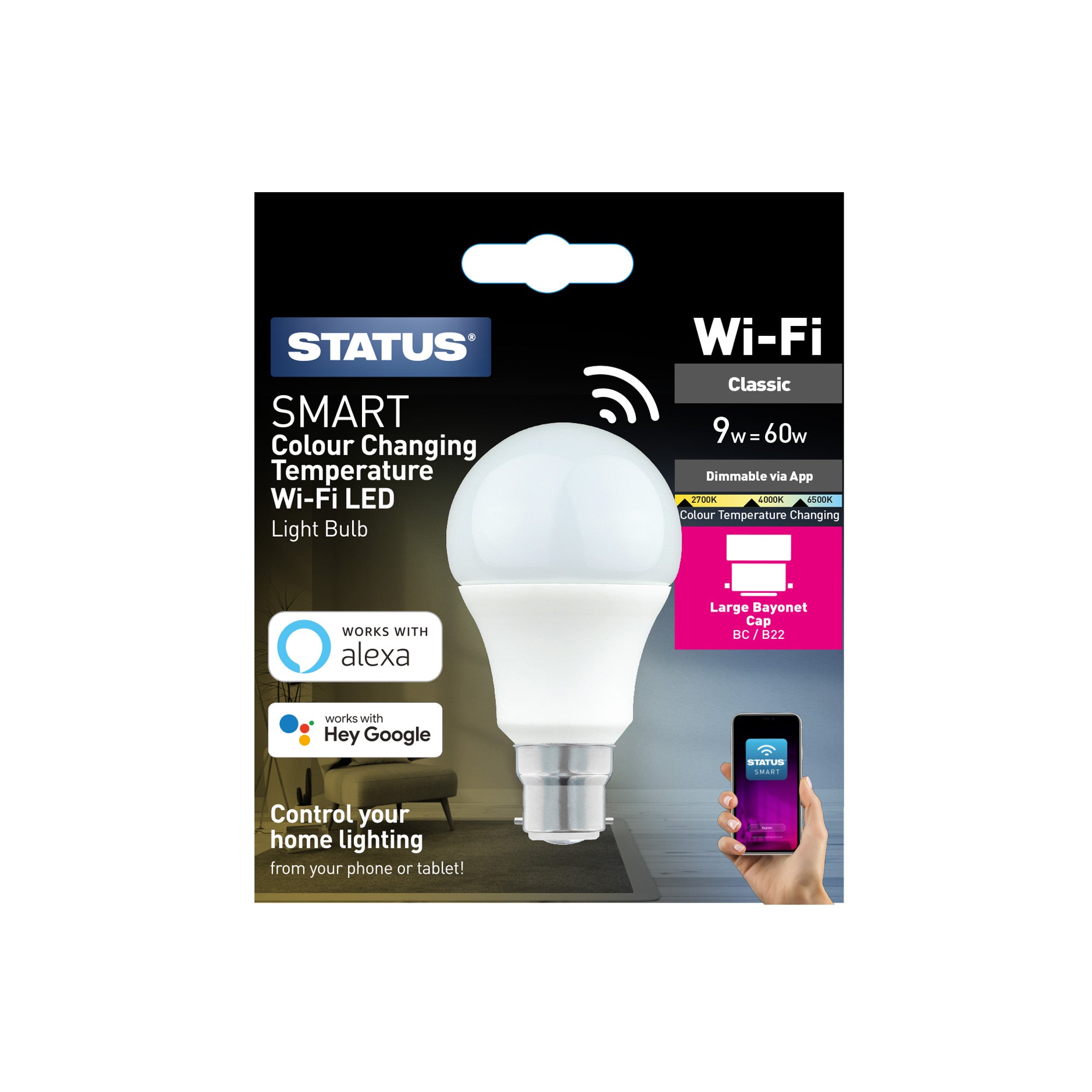 Smart 9w Pearl CCT LED Filament GLS Bulb - BC