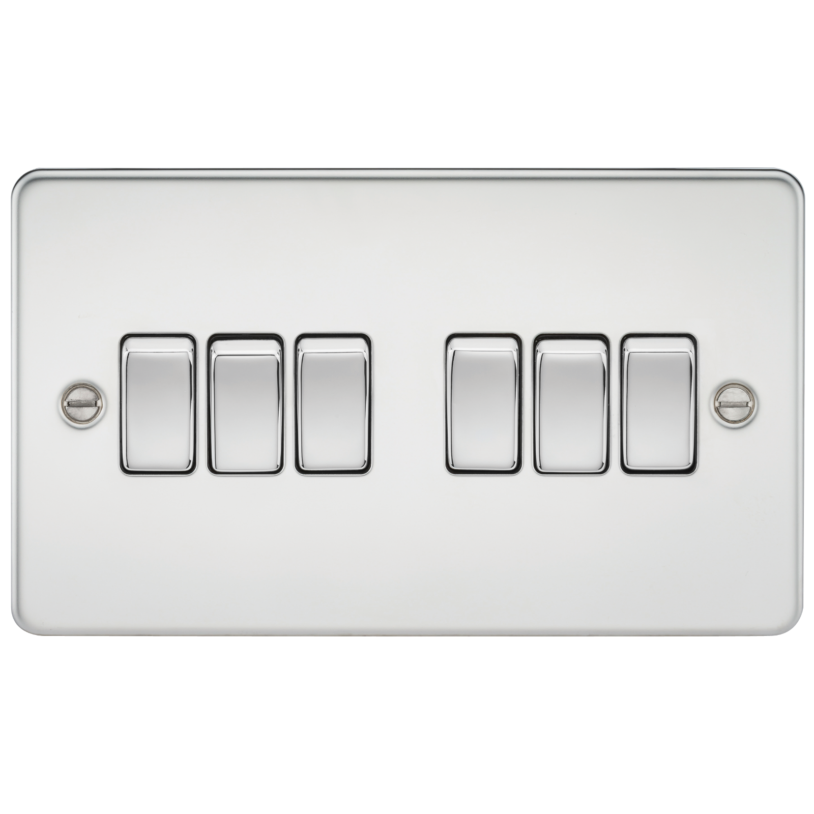 Flat Plate 10AX 6G 2-way switch - polished chrome