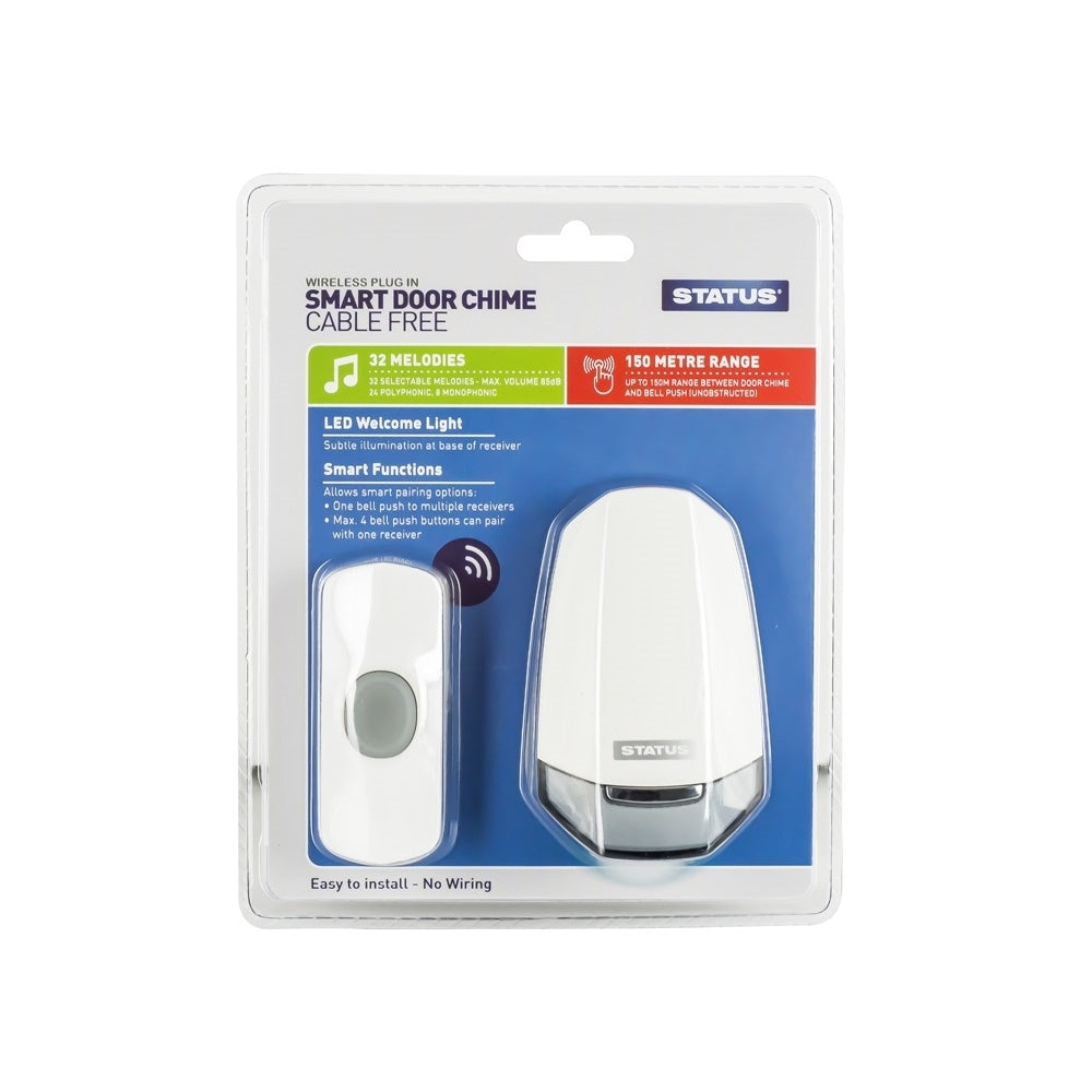 Wireless Plug in Door Chime with Nightlight - Black