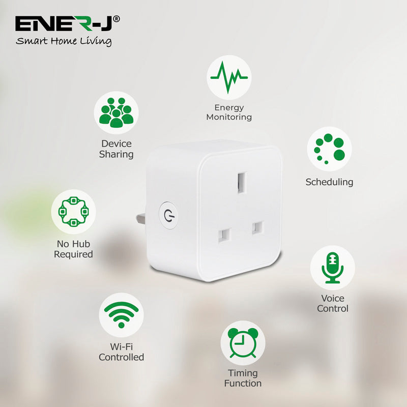 13A WiFi Smart Plug, UK BS Plug, With Energy Monitor