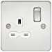 1G DP Switched Socket Flat Plate- Polished Chrome w/ Black Insert