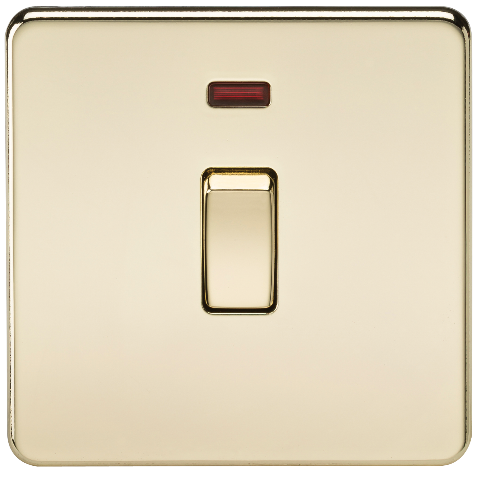 20A 1G DP 230V Screwless Polished Brass Electric Wall Plate Switch with Neon