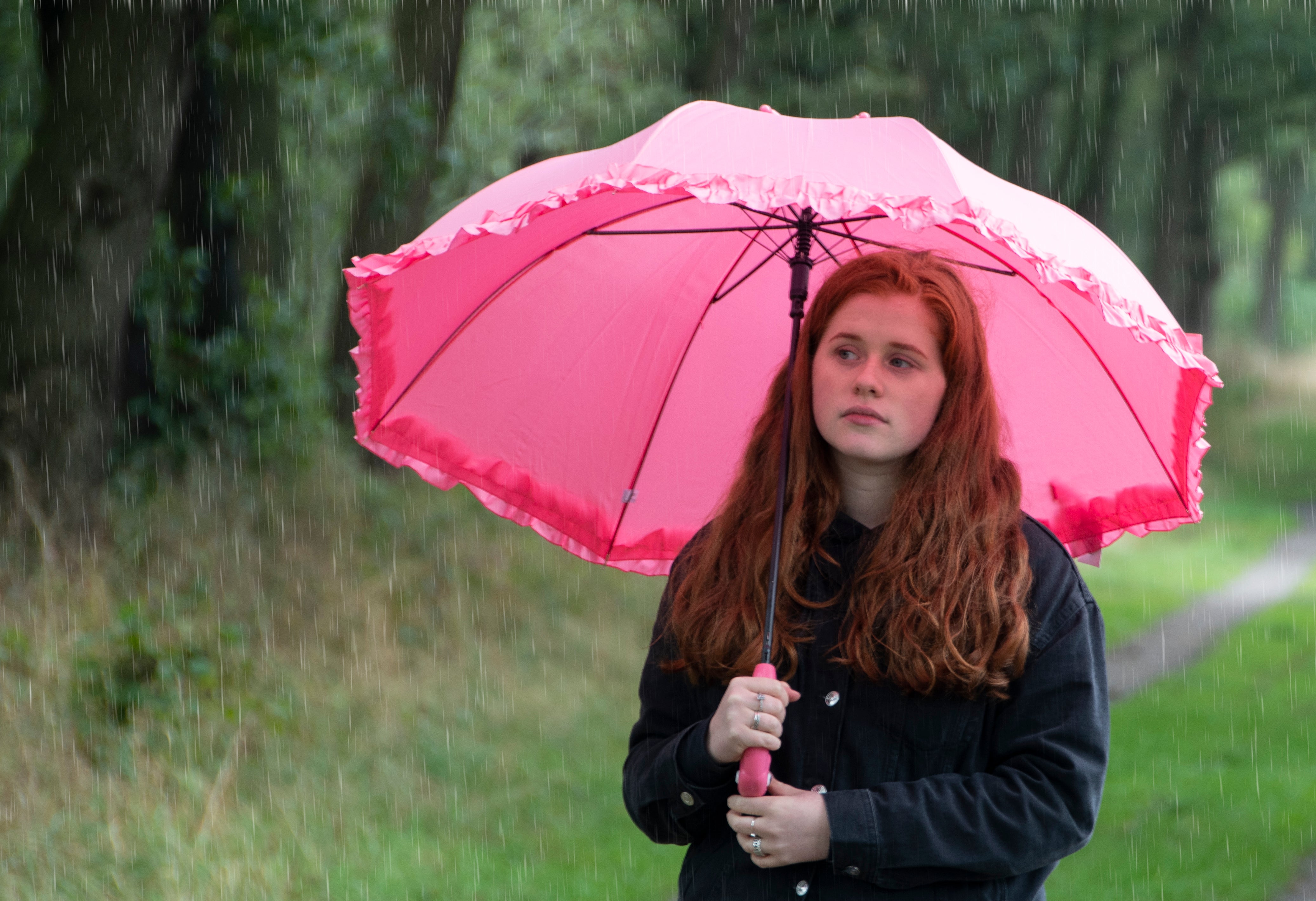 Standing Flamingo Umbrella With Ruffles