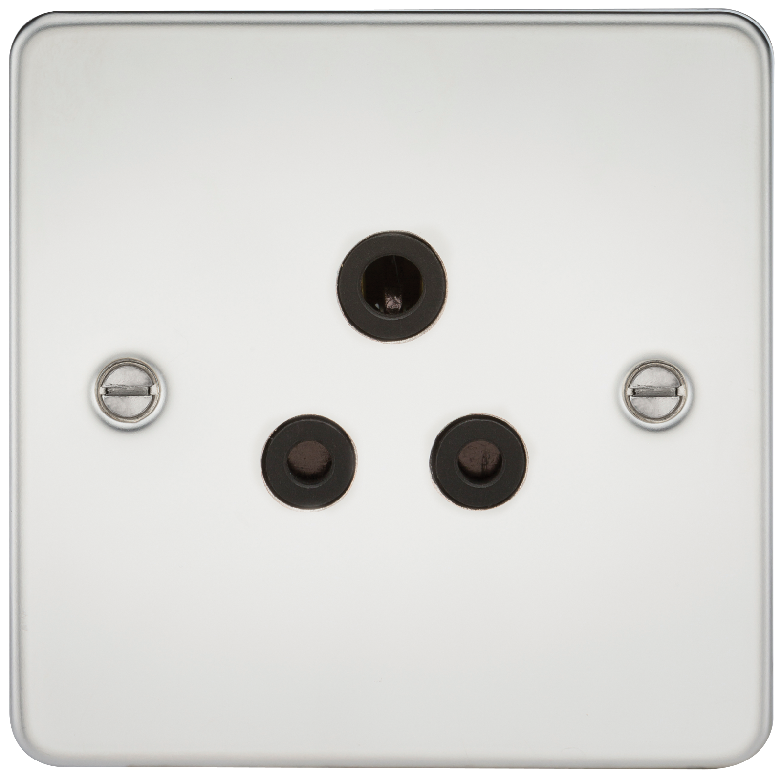 Flat Plate 5A unswitched socket - polished chrome with black insert