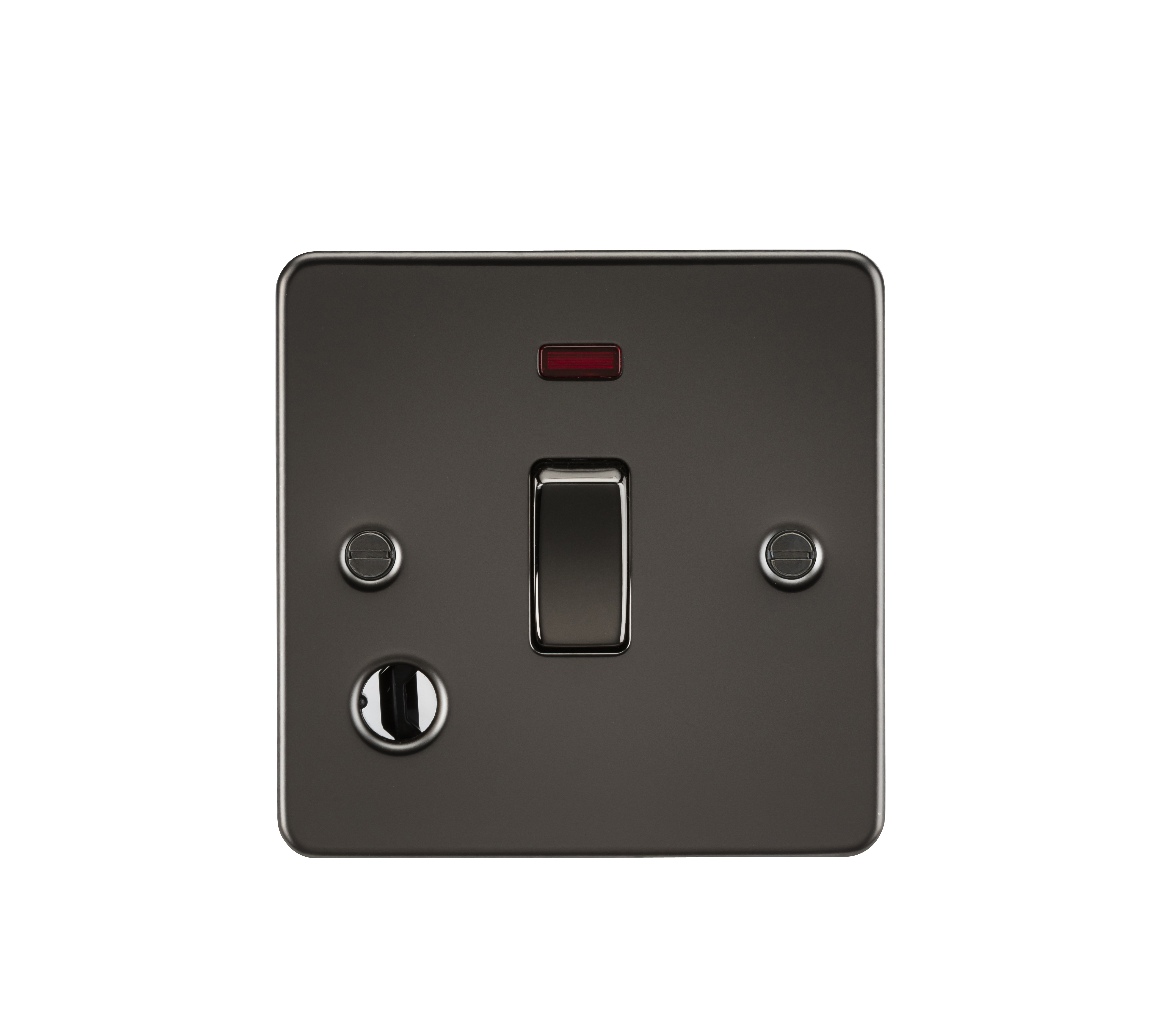Flat Plate 20A 1G DP switch with neon and flex outlet - gunmetal