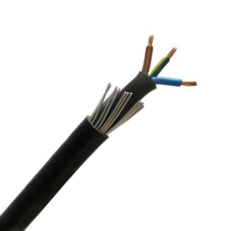 6mm 3 Core 53A Brown Blue Green Yellow Irish 6943X Steel Wire Armoured SWA Outdoor Mains Power Cable - 10m