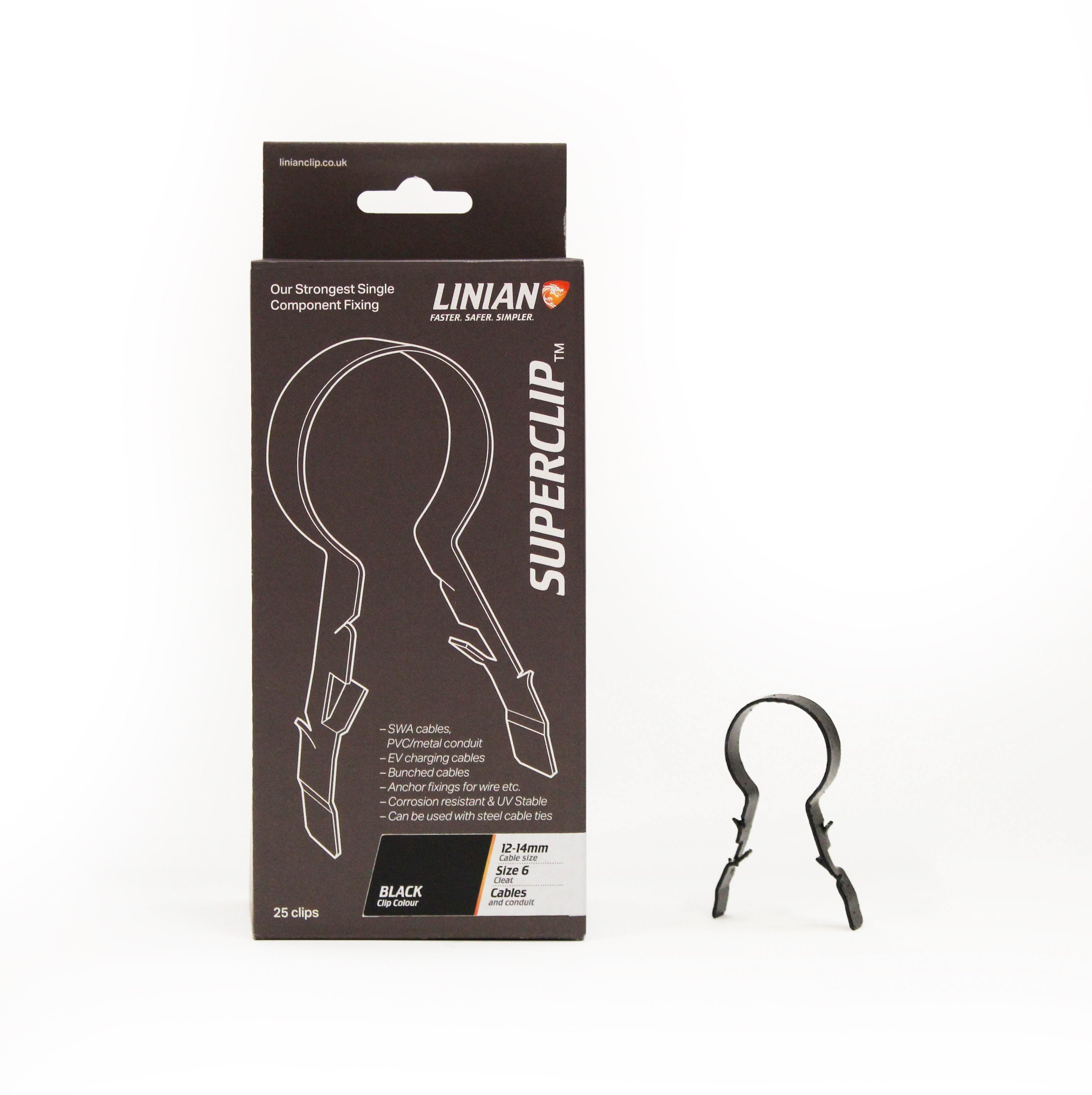 SuperClip™, White, 20-22mm Super Cable Clips, Pack of 25