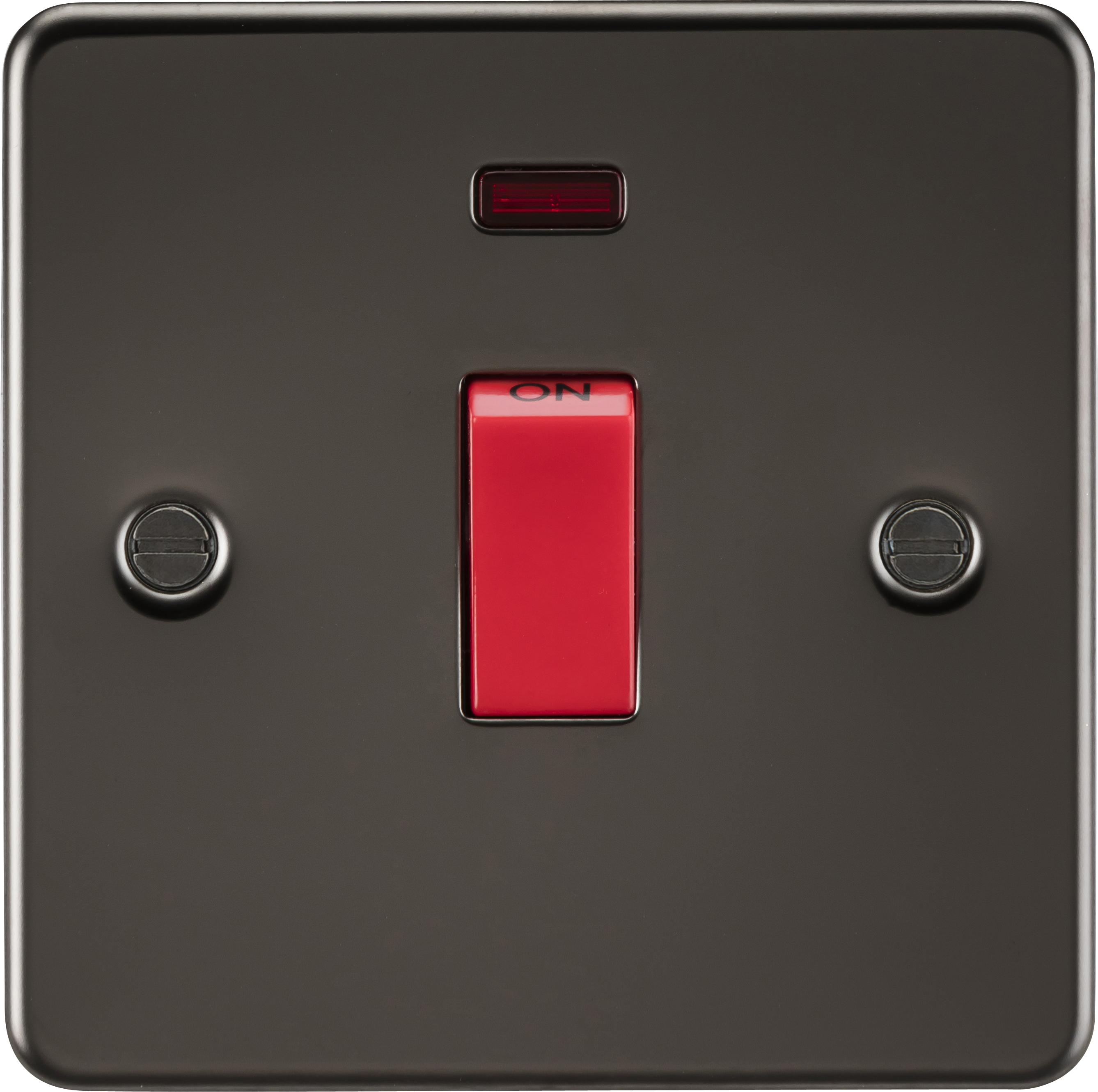 Flat Plate 45A 1G DP switch with neon - gunmetal