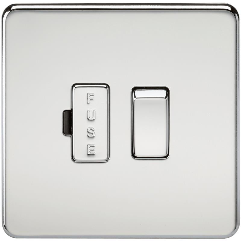 13A Screwless Polished Chrome Switched Fused Spur Connector Unit