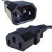 Black IEC Extension IEC Female C13 to IEC Male C14 UPS Computer Power Cable - 0.5m